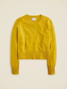 NWT J.Crew Cashmere Shrunken Crewneck Sweater in Chartreuse Pullover L